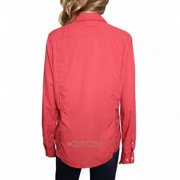 Duluth Trading Co Armachillo Cooling Button Front Long Sleeve Shirt Coral Size L - Picture 4 of 7